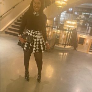 Two piece houndstooth skirt set